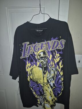 Reason Black Graphic Tee with Purple & Yellow 'Legends'